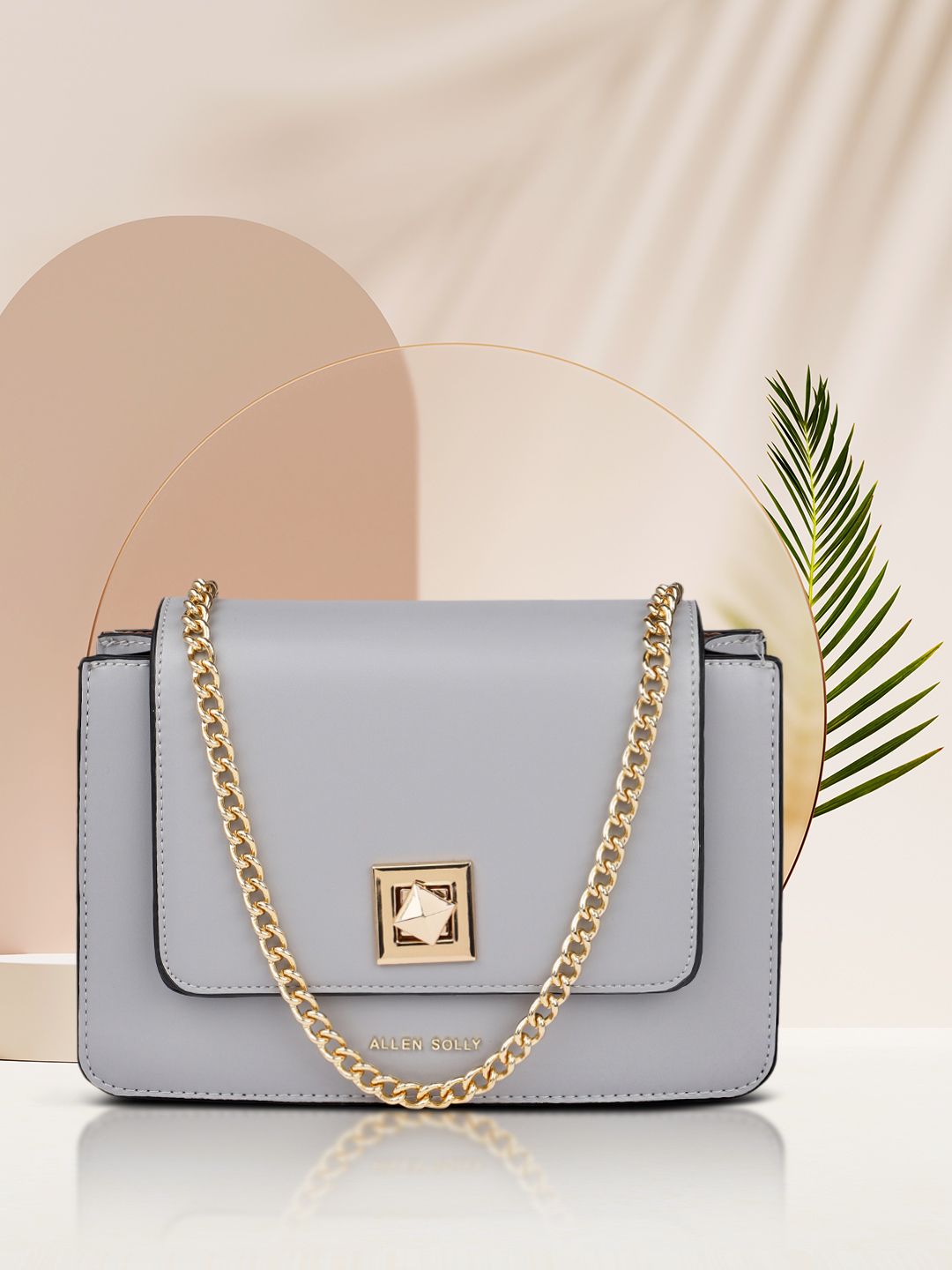 Allen Solly Grey Solid Structured Sling Bag Price in India