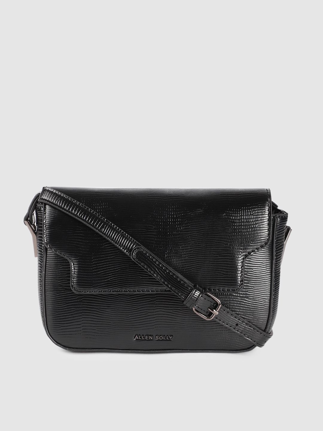 Allen Solly Black Textured PU Structured Sling Bag Price in India