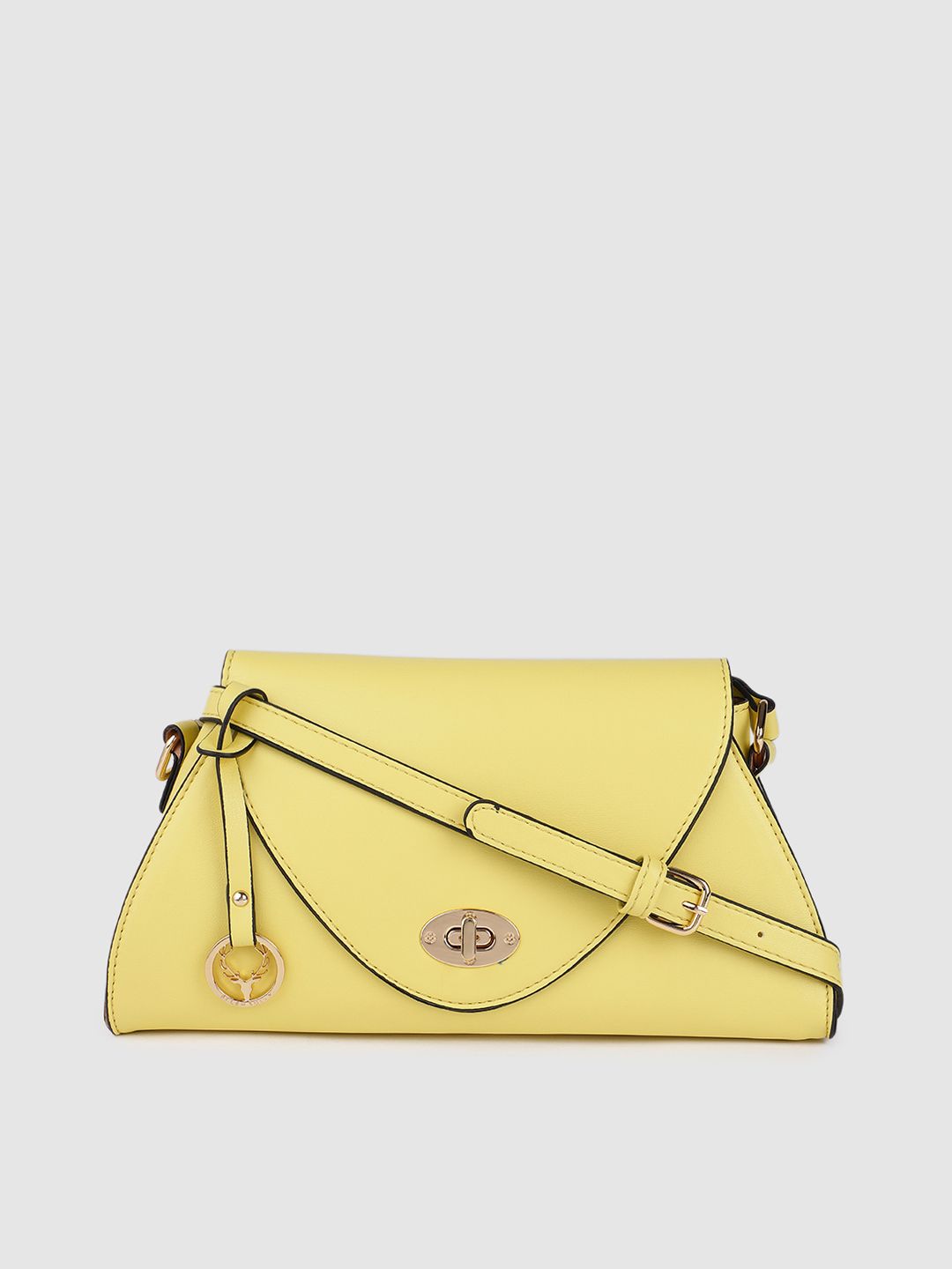 Allen Solly Women Yellow PU Structured Sling Bag Price in India