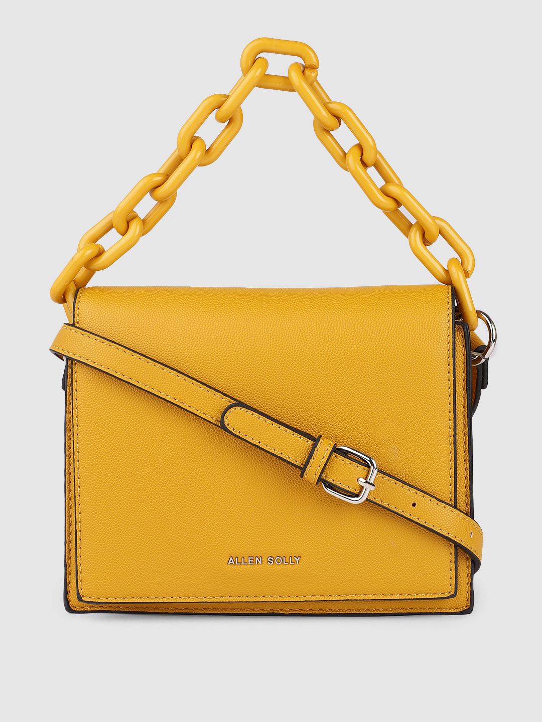 Allen Solly Women Mustard PU Structured Sling Bag Price in India