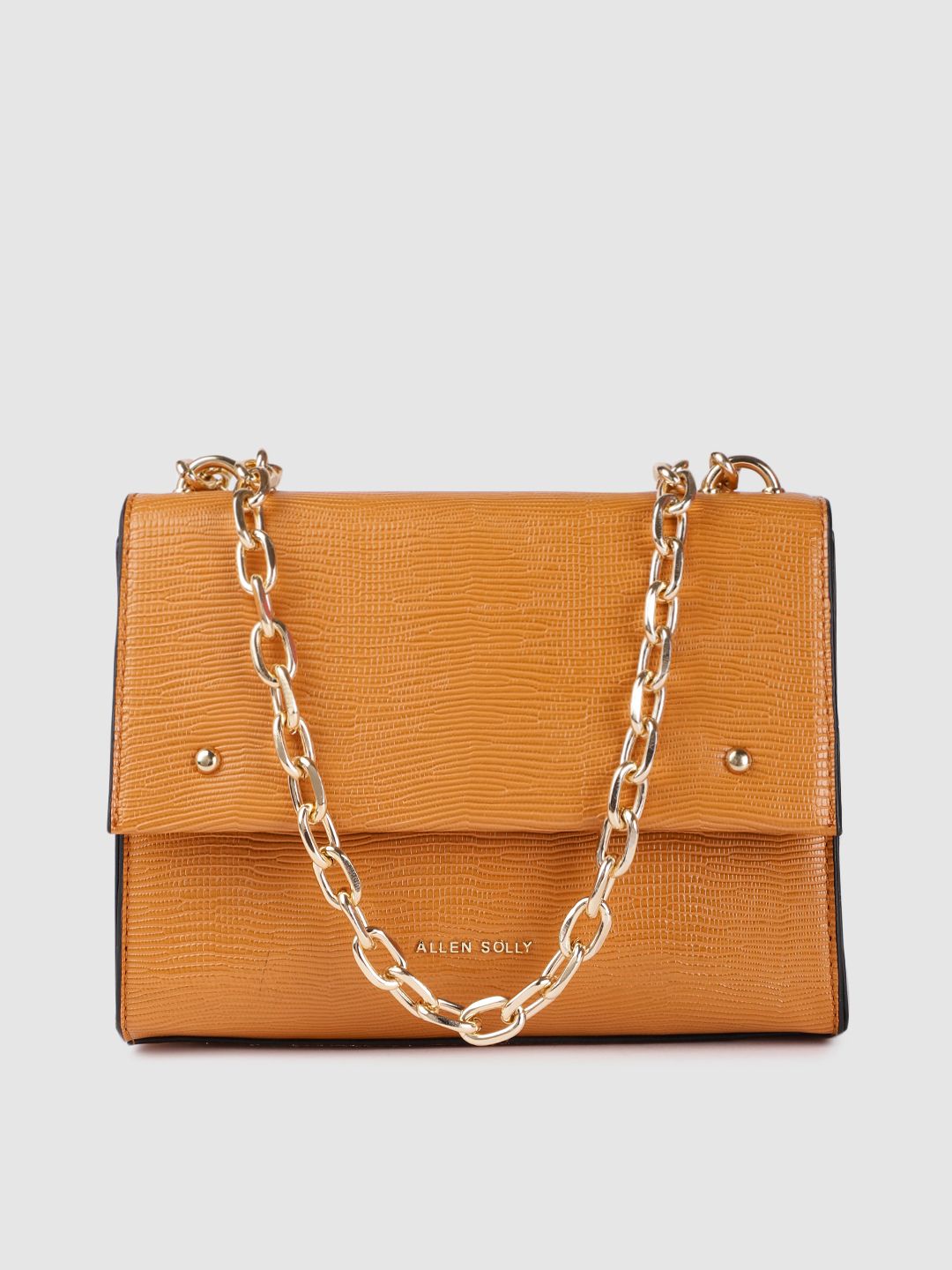 Allen Solly Orange Textured PU Structured Sling Bag Price in India