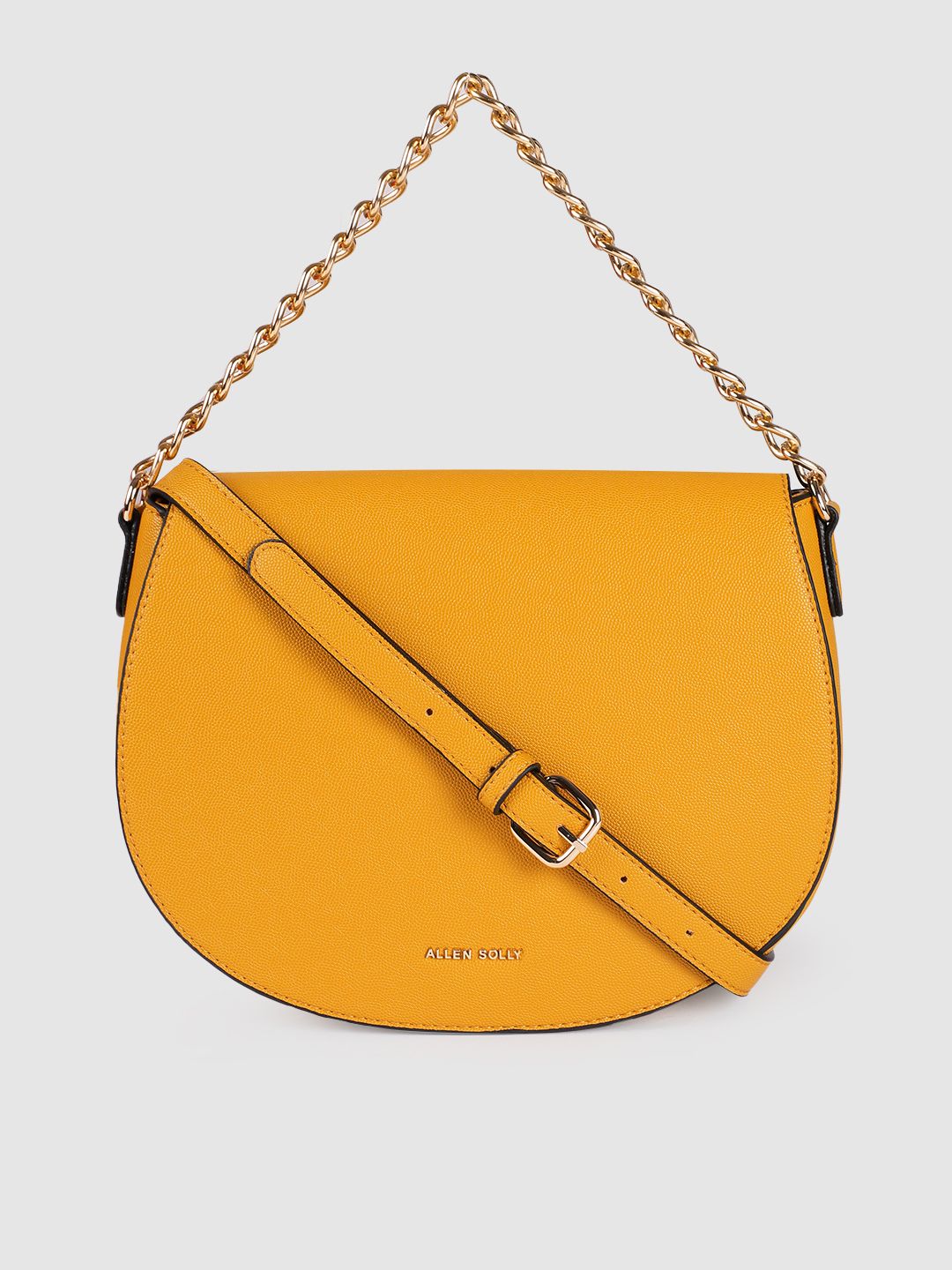 Allen Solly Women Mustard PU Structured Sling Bag Price in India