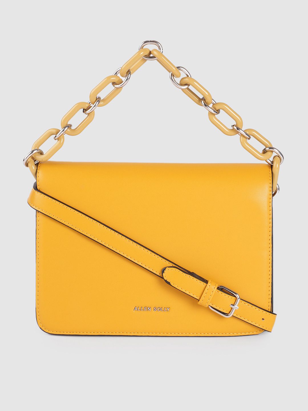 Allen Solly Yellow PU Structured Handheld Bag Price in India