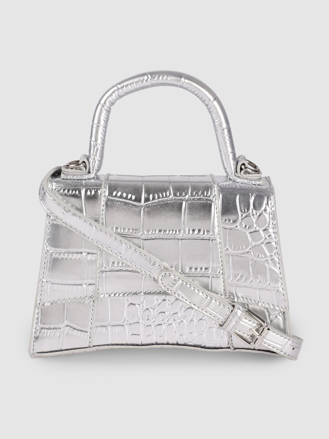 Allen Solly Silver-Toned Animal Textured Structured Satchel Price in India