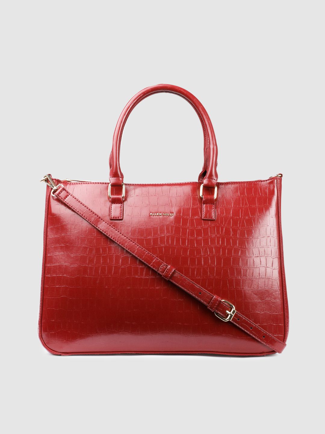 Allen Solly Maroon Textured PU Structured Handheld Bag Price in India