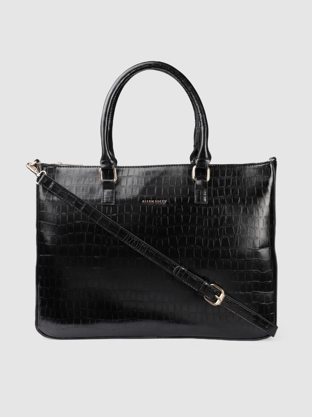 Allen Solly Black Textured PU Structured Handheld Bag Price in India