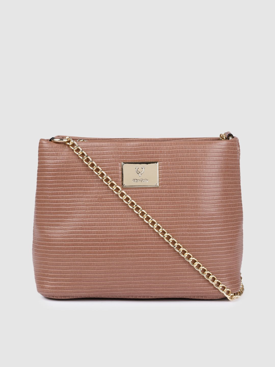 Allen Solly Dusty Pink Solid Structured Sling Bag Price in India