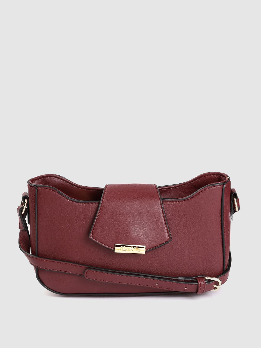 Allen Solly Burgundy Solid Structured Sling Bag Price in India