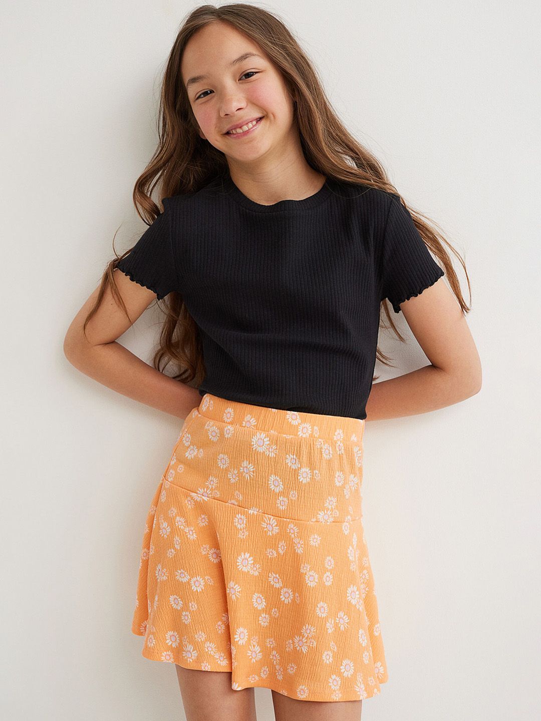 H&M Girls Orange Jersey Skirt