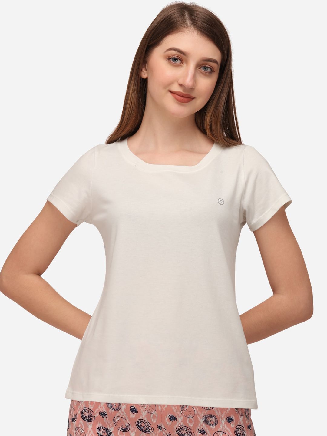 Soie Women Off White Solid Lounge Tshirt Price in India