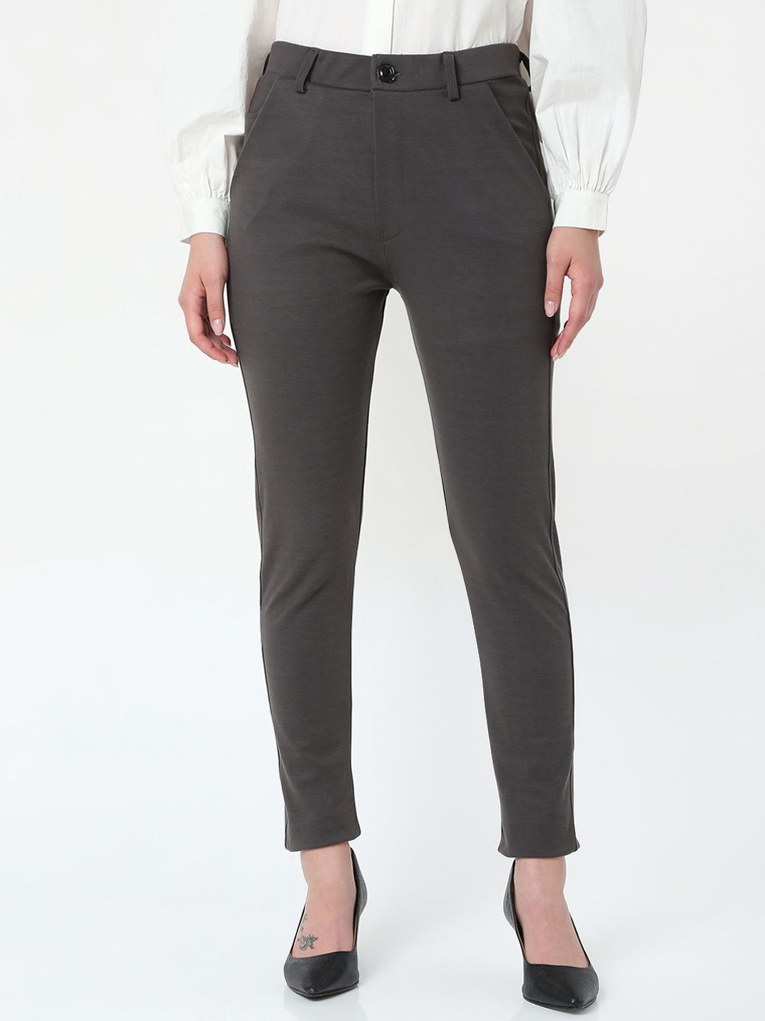 Smarty Pants Women Grey Trousers Price in India