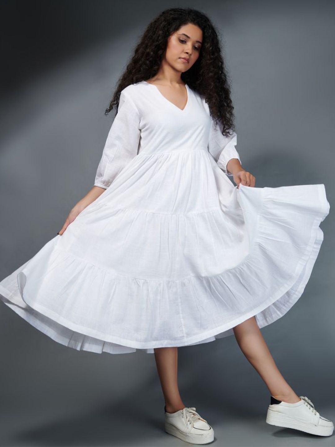 the kaatn trail White Linen A-Line Dress Price in India