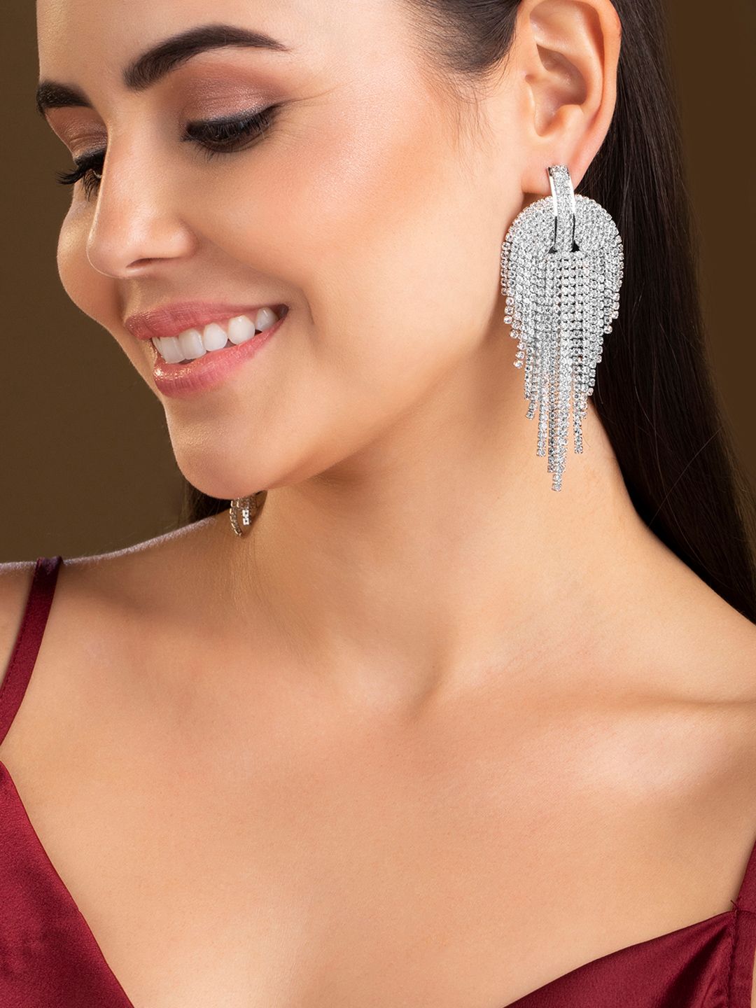 TOKYO TALKIES X rubans FASHION ACCESSORIES Silver-Toned Contemporary Drop Earrings Price in India