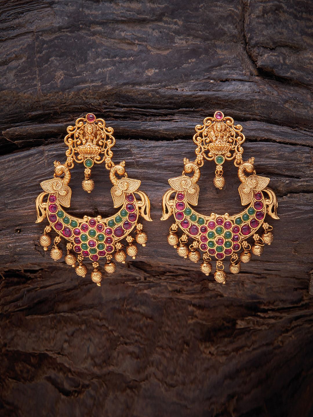 Kushal's Fashion Jewellery Red Floral Chandbalis Earrings Price in India
