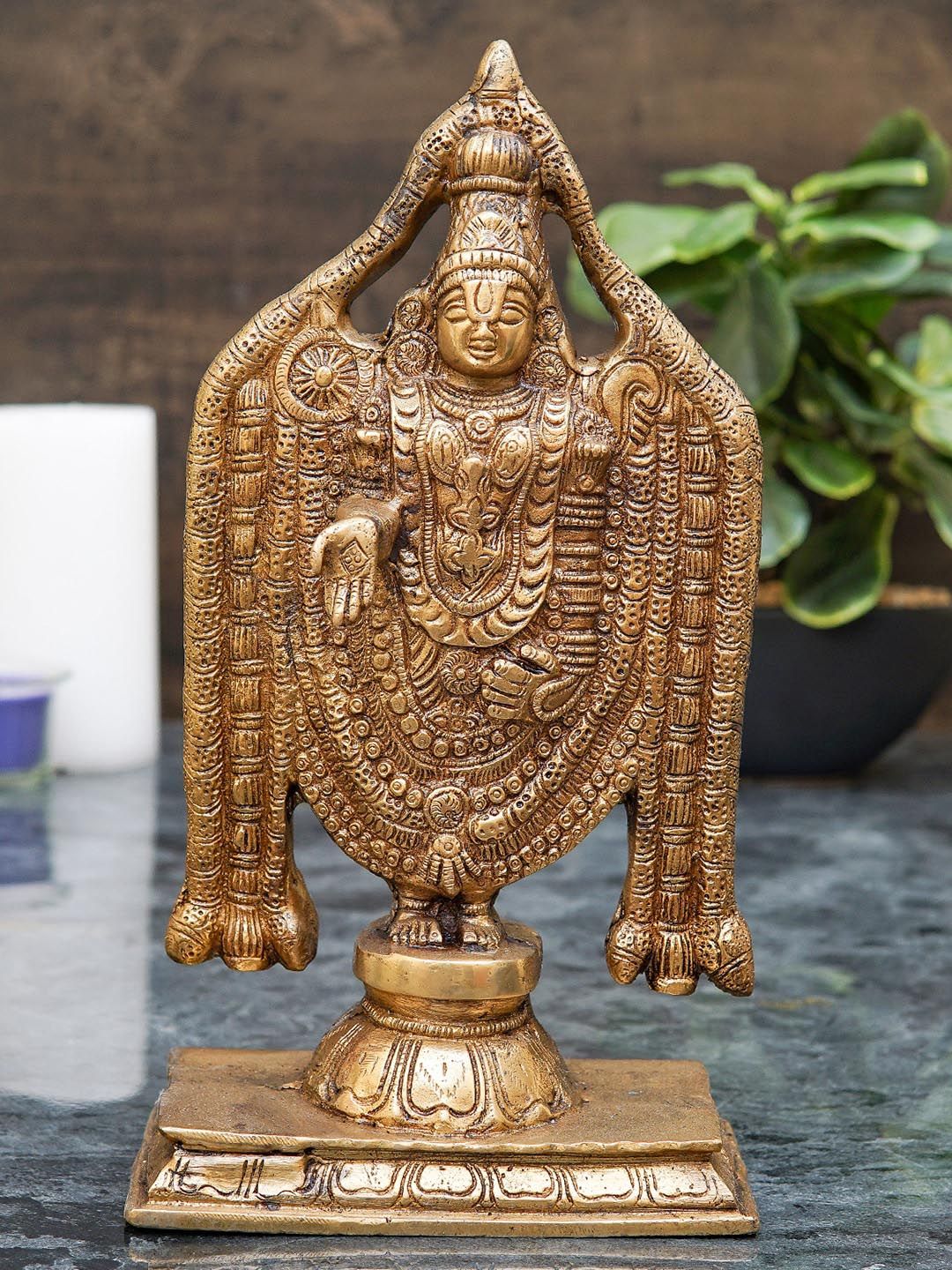 StatueStudio Gold-Toned Textured Tirupathi Balaji Venkateshvara Showpiece Price in India