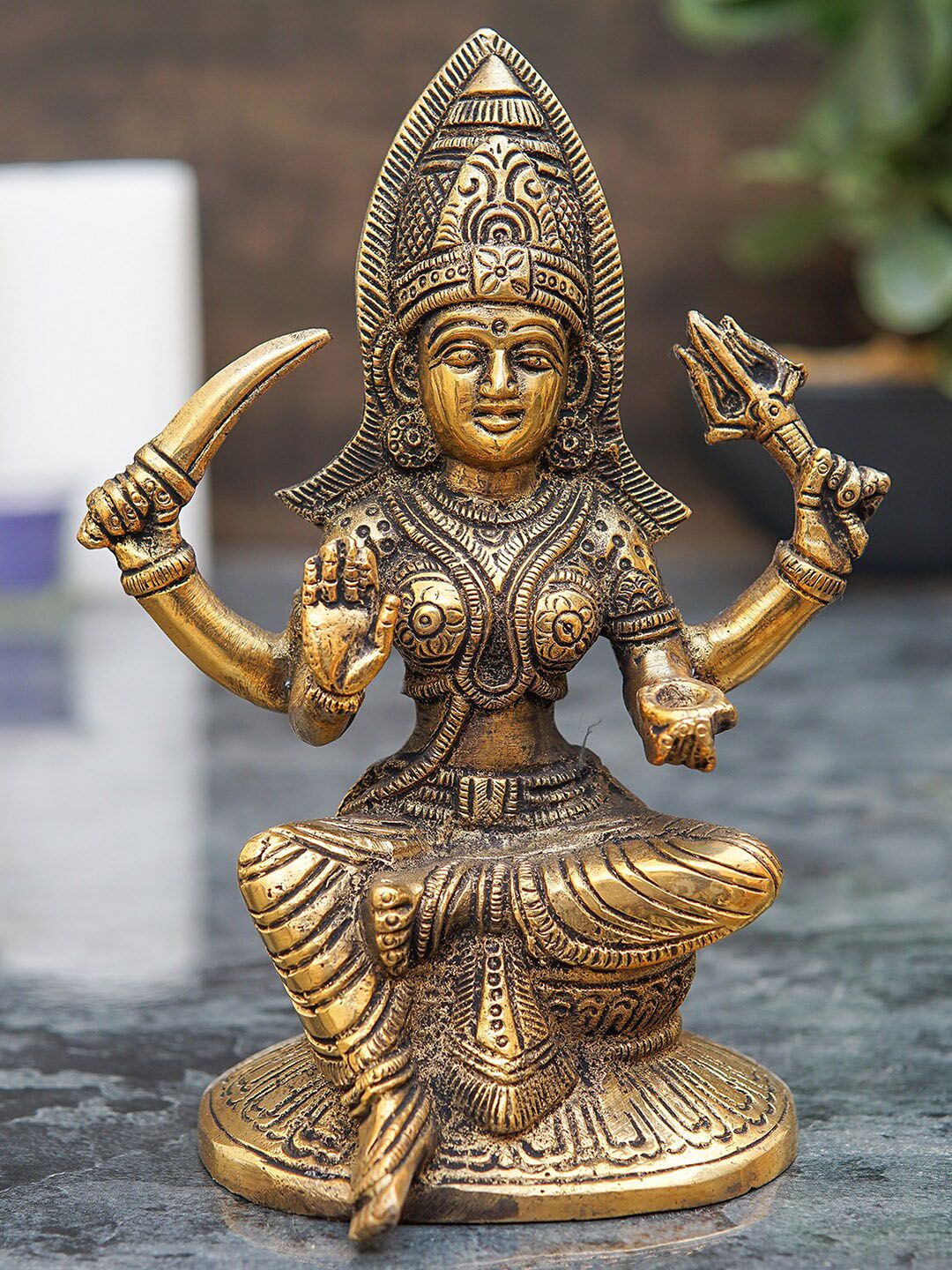 StatueStudio Bronze-Toned South Indian Goddess Mariamman Idol Showpiece Price in India