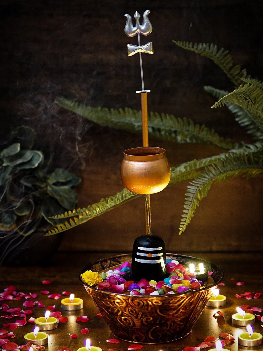 StatueStudio Black & Gold-Toned Shiv Water Lingam Showpeice Price in India