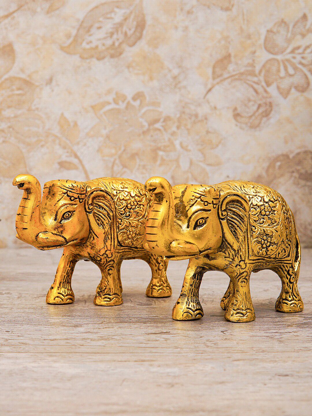 StatueStudio Gold Set Of 2 Elephant Showpieces Price in India