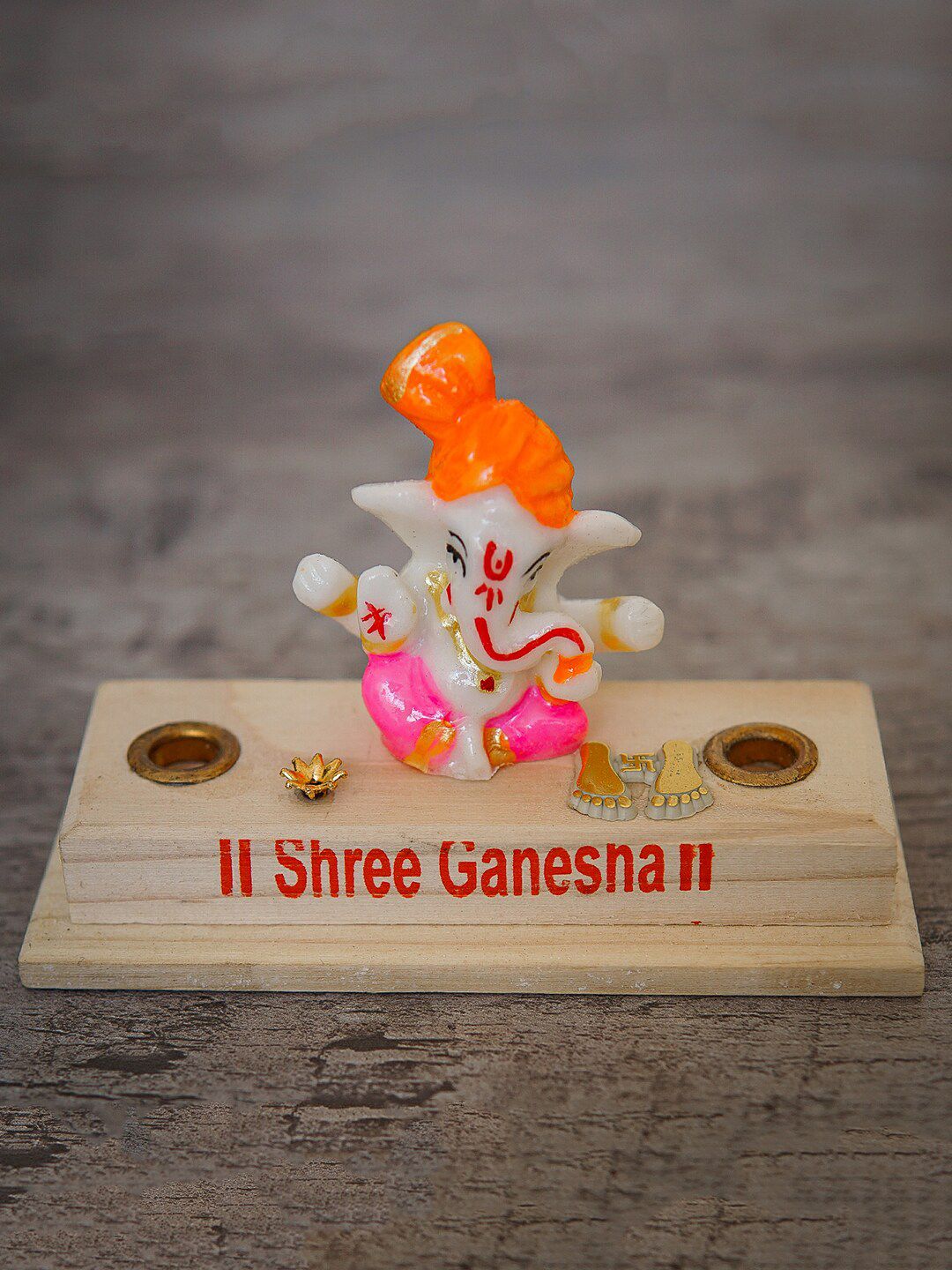 StatueStudio Orange & Pink Ganesha Statue Showpiece Price in India