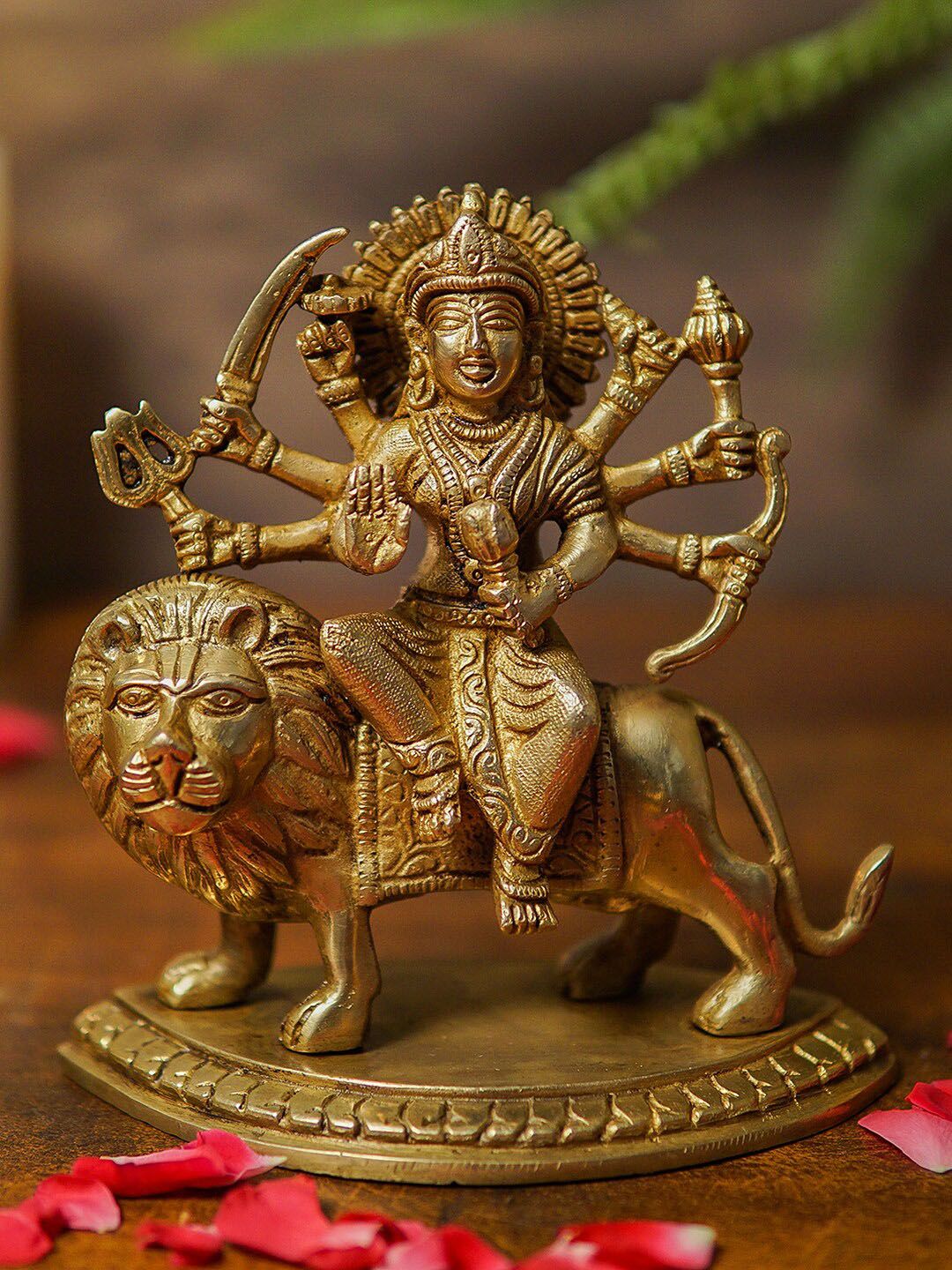 StatueStudio Gold-Toned Brass Durga Maa Showpiece Price in India