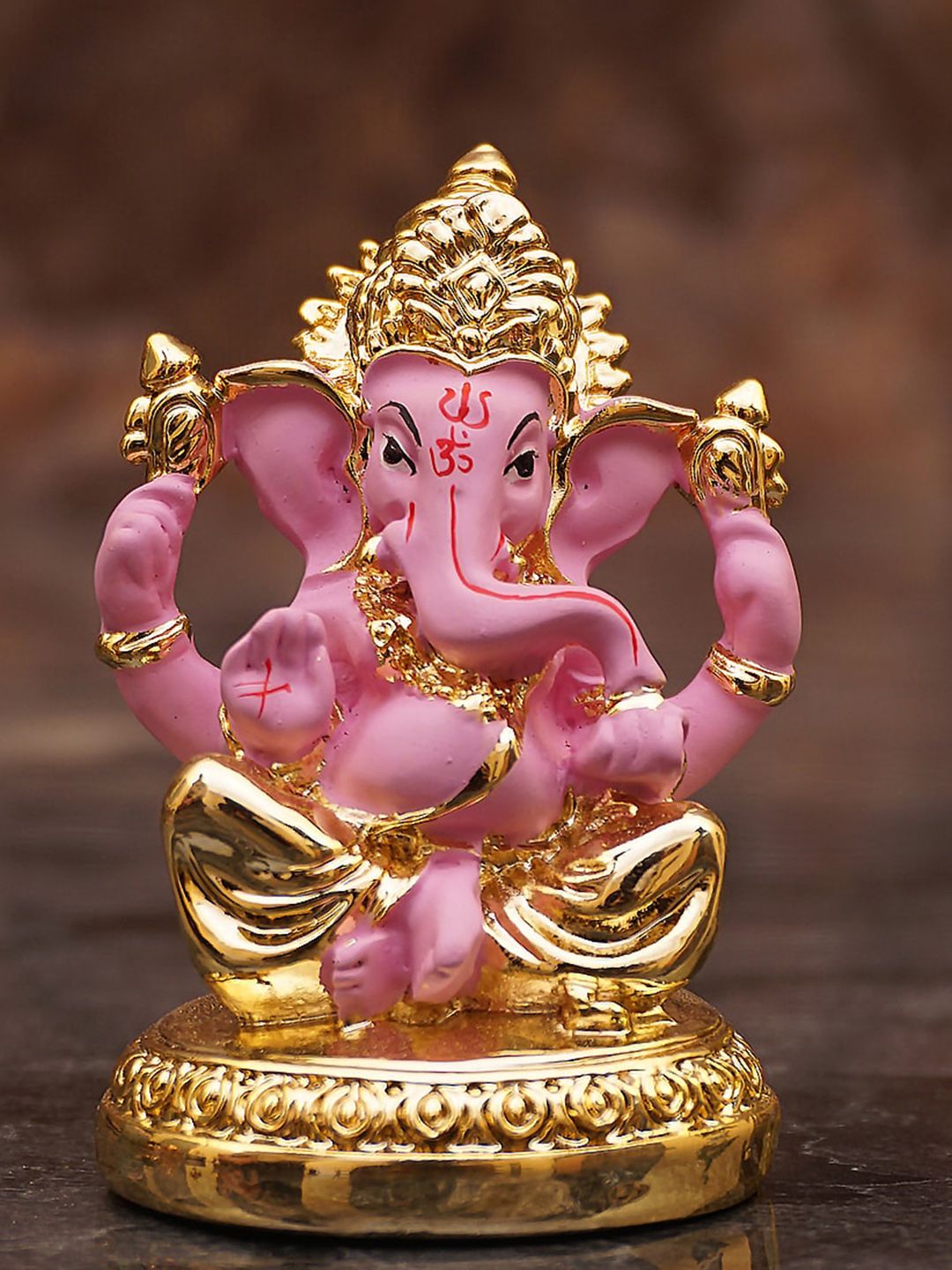 StatueStudio Gold-Toned & Pink Ganesha Idol Statue Showpiece Price in India