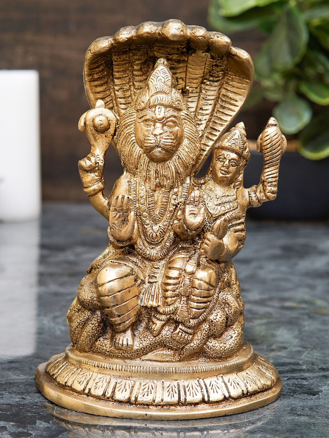 StatueStudio Gold-Toned Narsingh Laxmi Idol Showpiece Price in India
