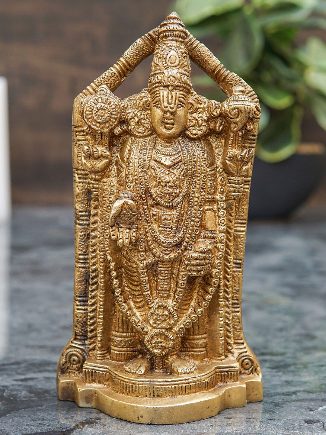 StatueStudio Gold-Toned Textured Brass Tirupathi Balaji Venkateshvara Showpiece Price in India