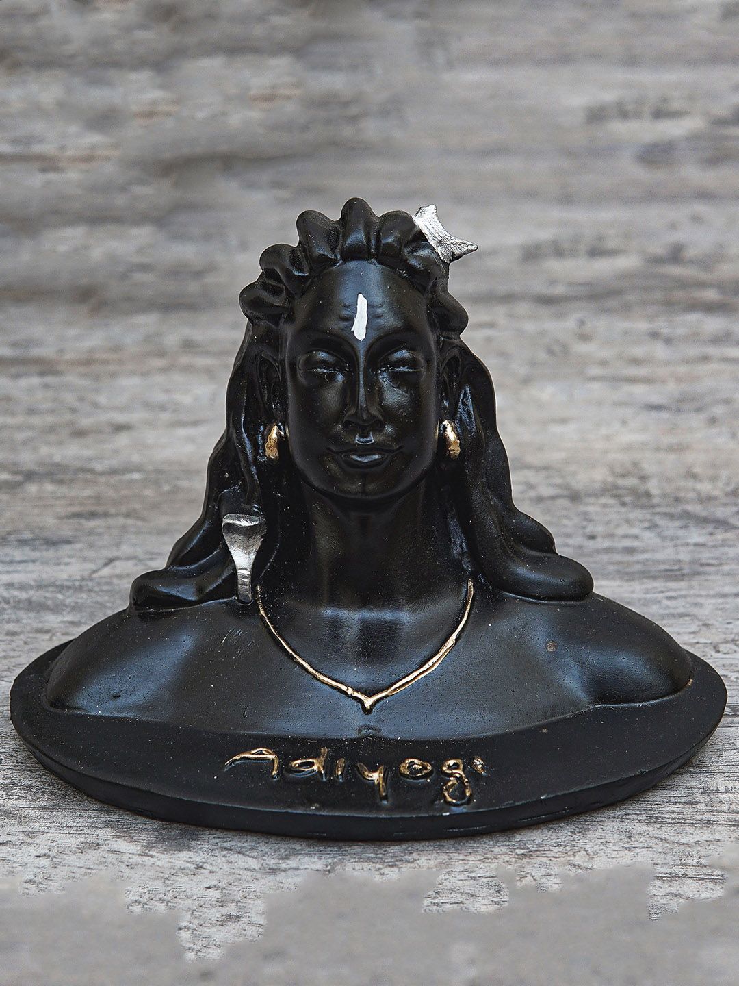 StatueStudio Black Textured Polyresin Adiyogi Small Idol Showpiece Price in India