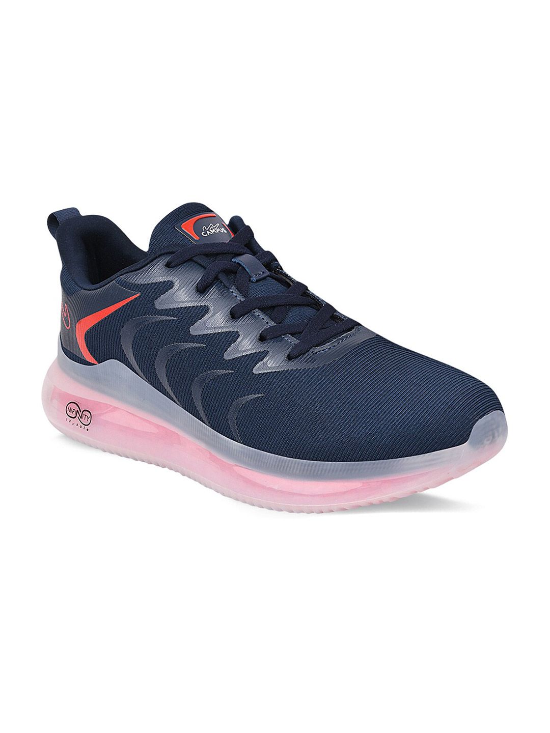 Campus Men CAMP BROOM Navy Blue & Pink Mesh Running Shoes