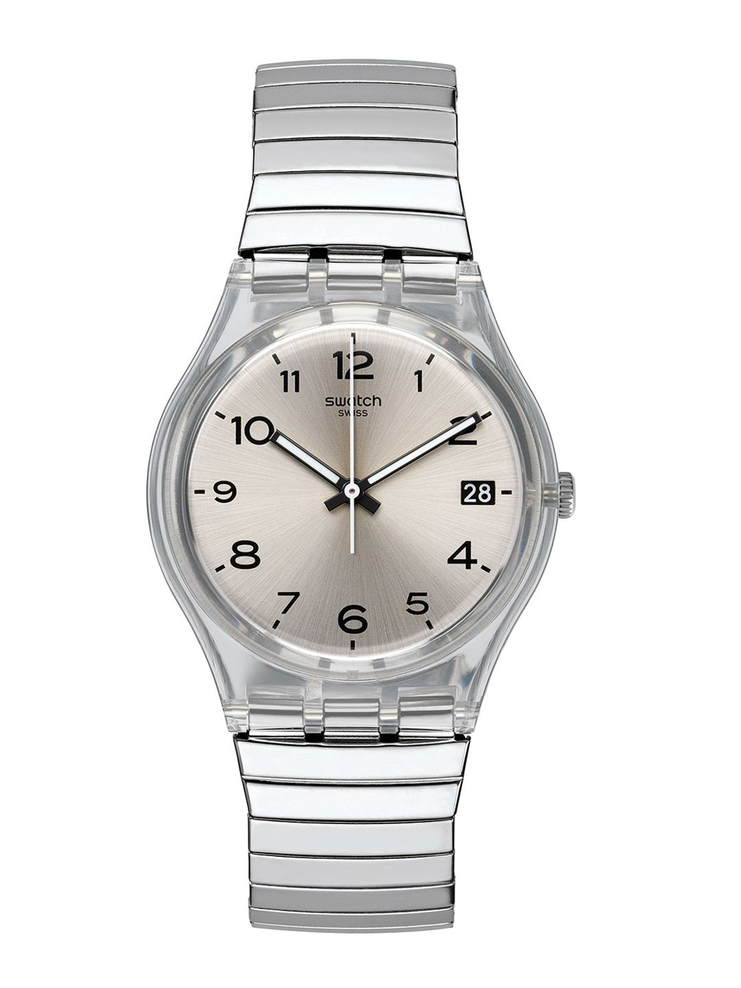 Swatch Unisex Grey Dial & Stainless Steel Straps Analogue Watch GM416A Price in India