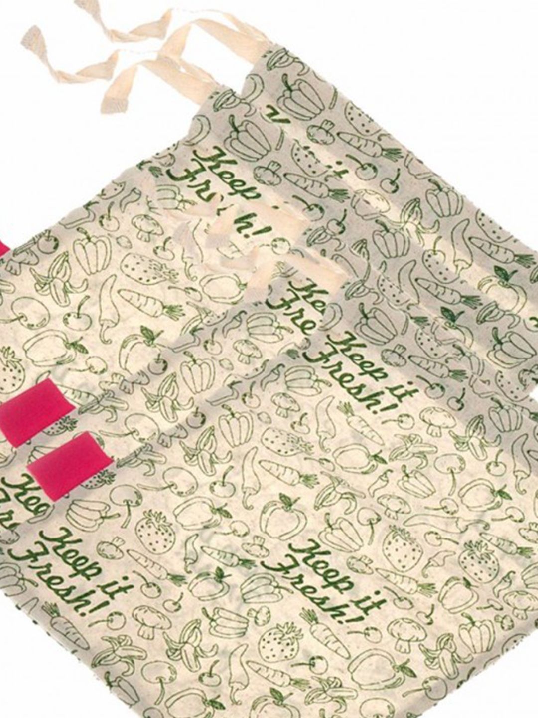 GOLI SODA Beige & Green Cotton Food & Vegetable Storage Bag Price in India