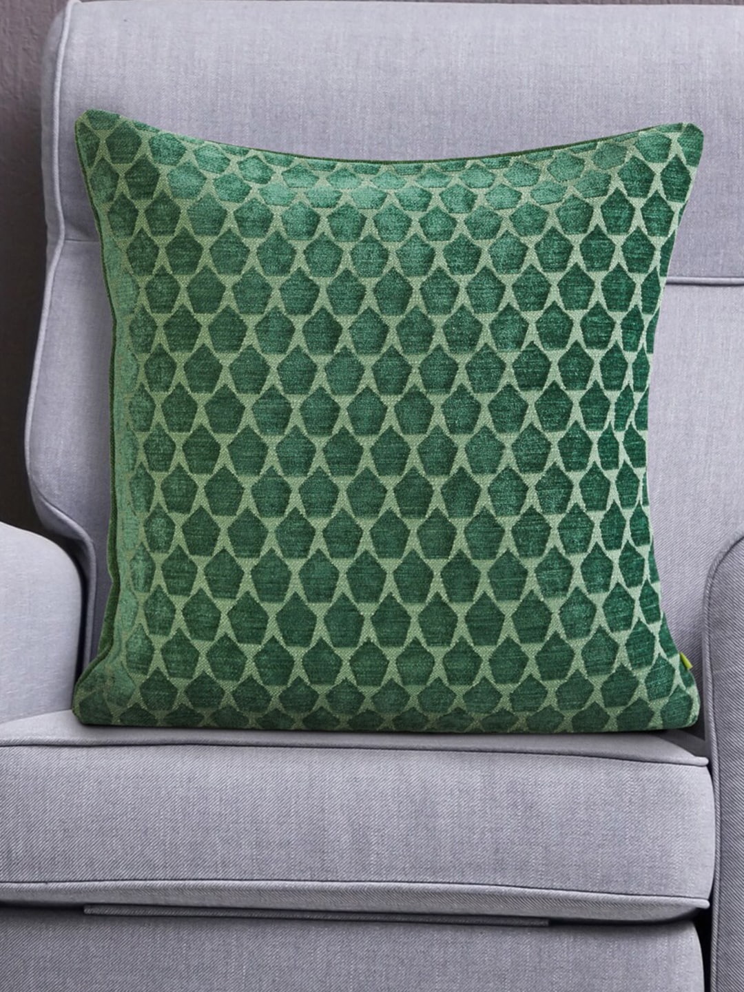 Home Centre Green Geometric Square Cushion Cover Price in India