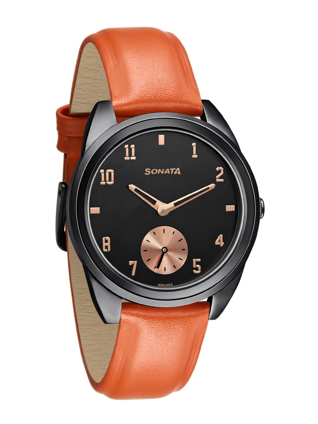 Buy Sonata Women Blue Brass Dial & Grey Leather Straps Analogue