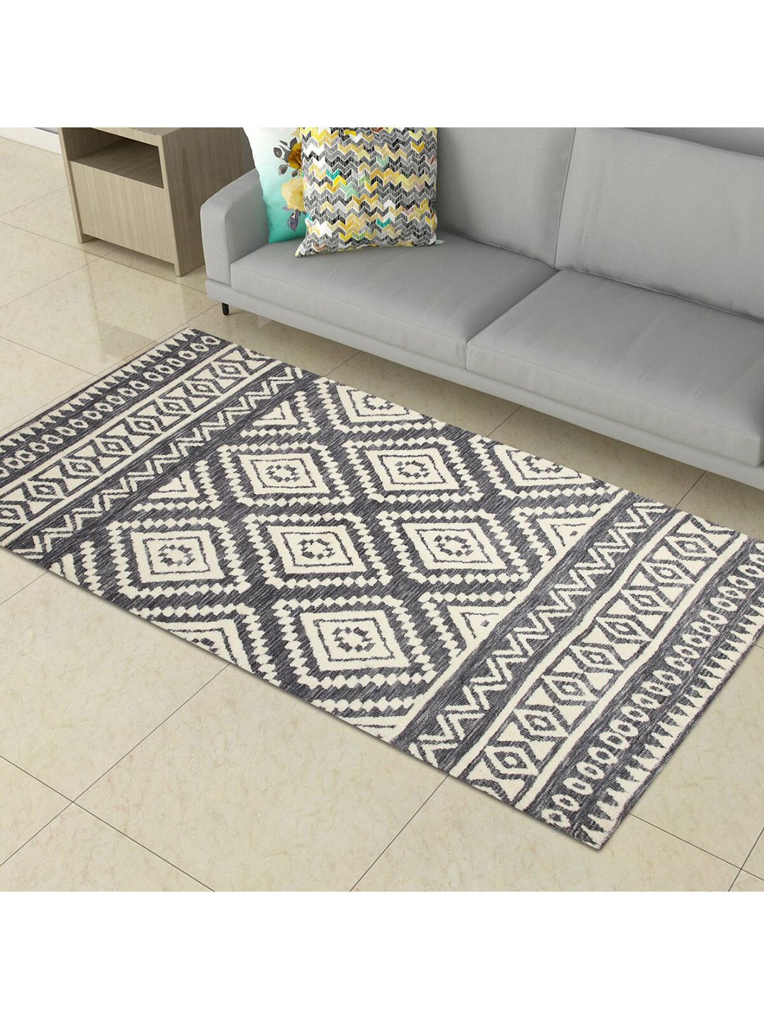 Home Centre Grey & Beige Exotica Anti Skid Textured Woven Carpet Price in India