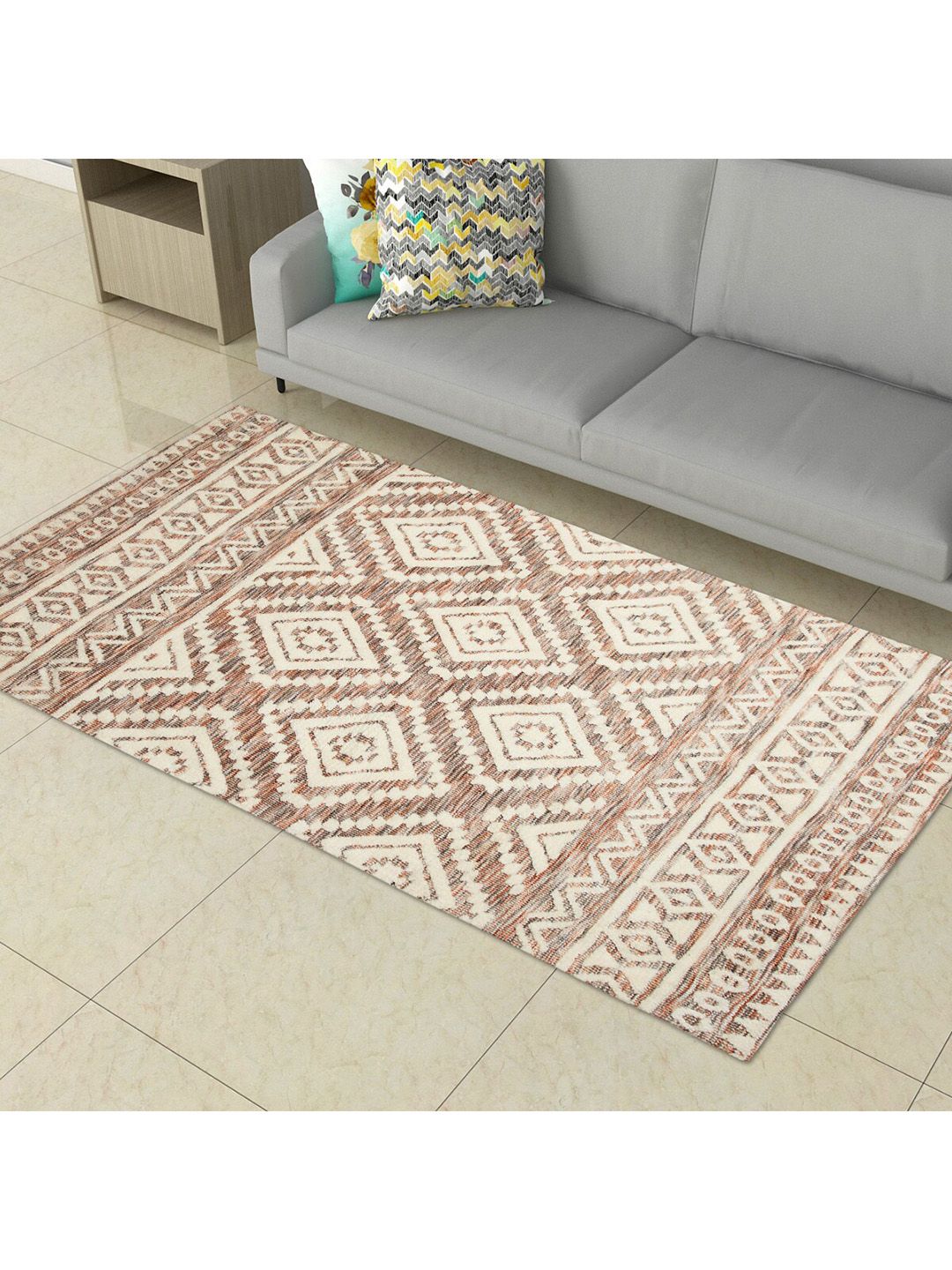 Home Centre Multicolour Textured Woven Area Carpet Price in India