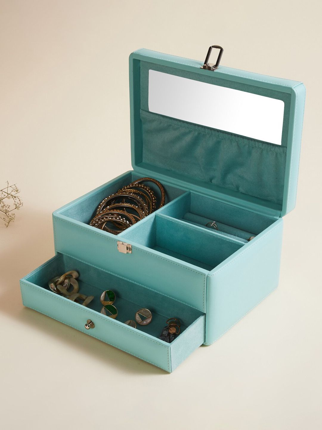 Home Centre Teal Solid Regan Tiered Jewelry Organizer Price in India