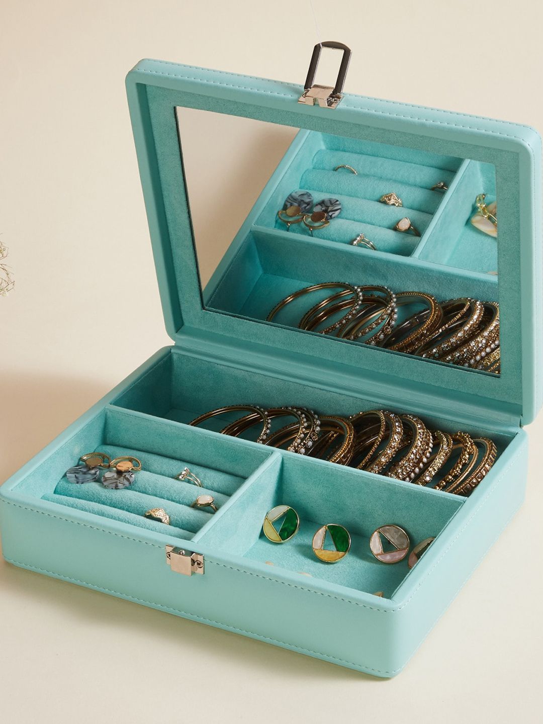 Home Centre Regan Teal Solid Wooden Jewellery Box Price in India