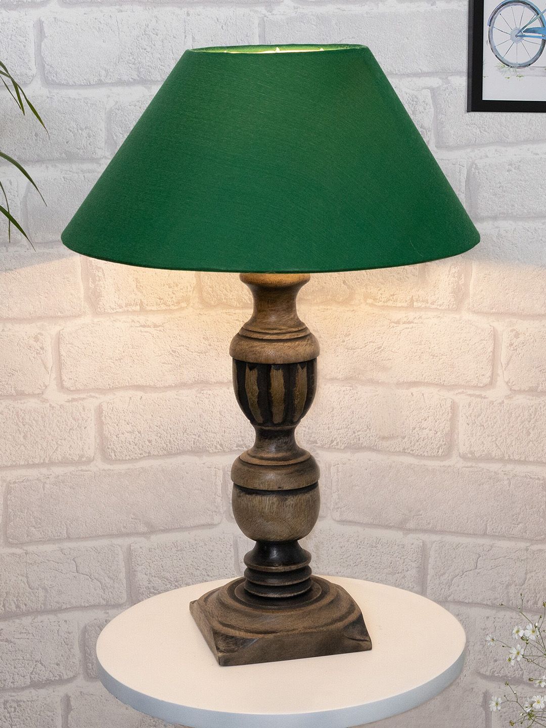 Homesake Green Traditional Table Lamp With Shade Price in India