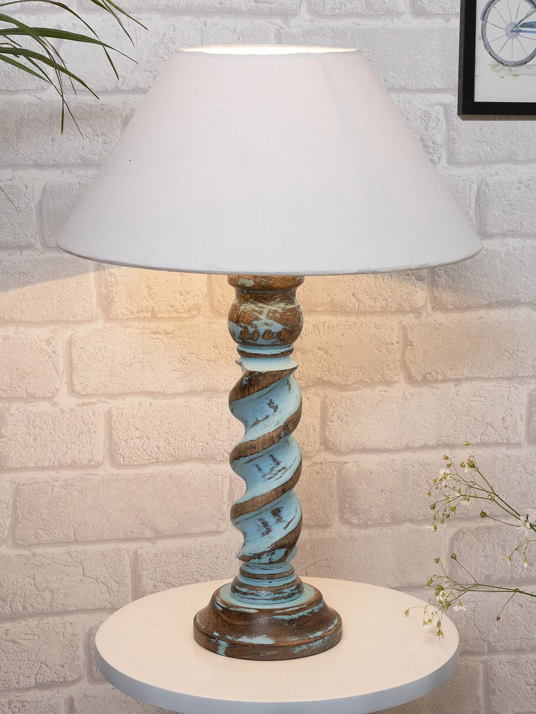 Homesake White & Green Signature Rustic Rope Distress Table Lamp Price in India