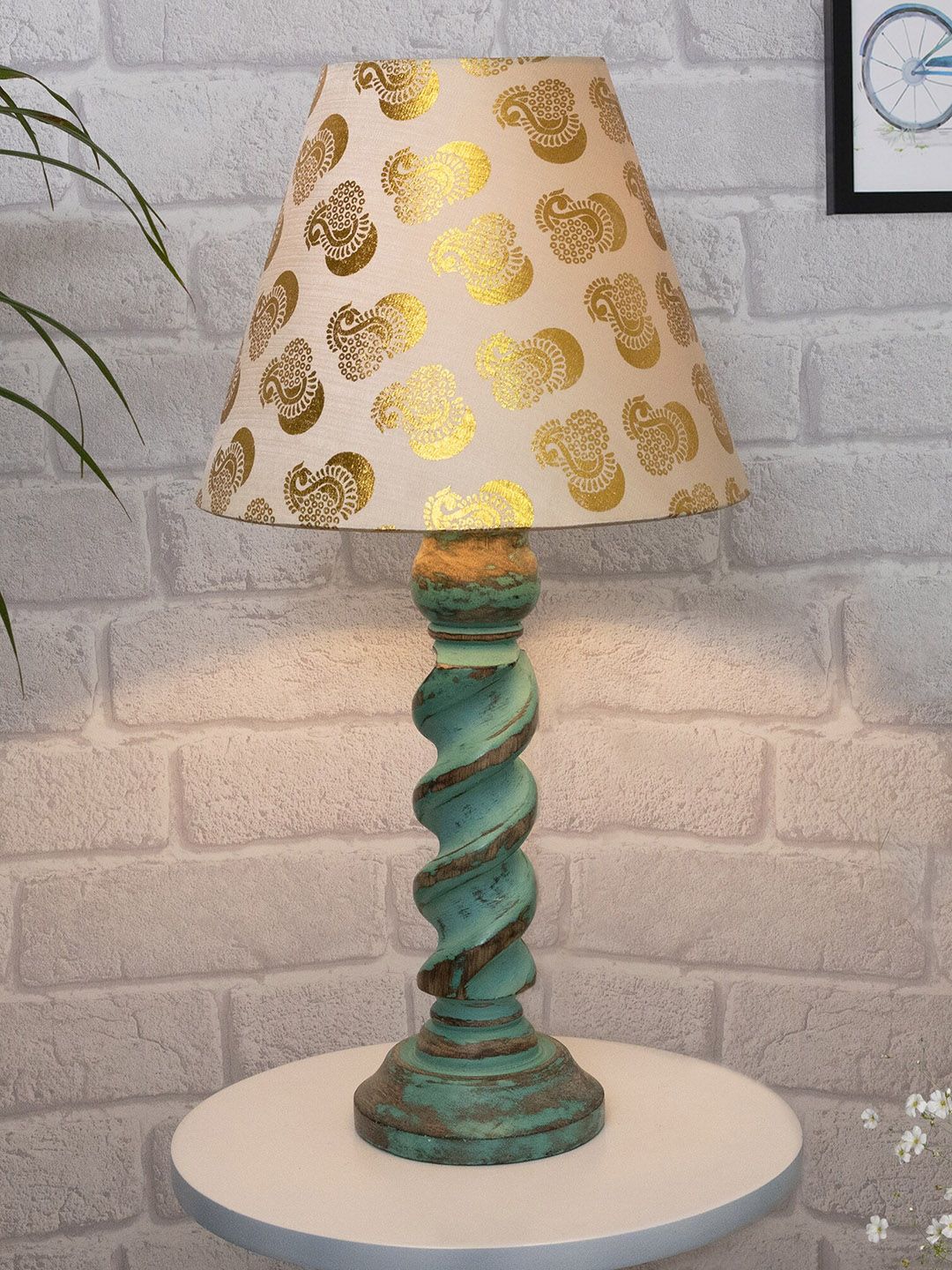 Homesake Gold Toned Signature Rustic Rope Algae Table Lamp Price in India