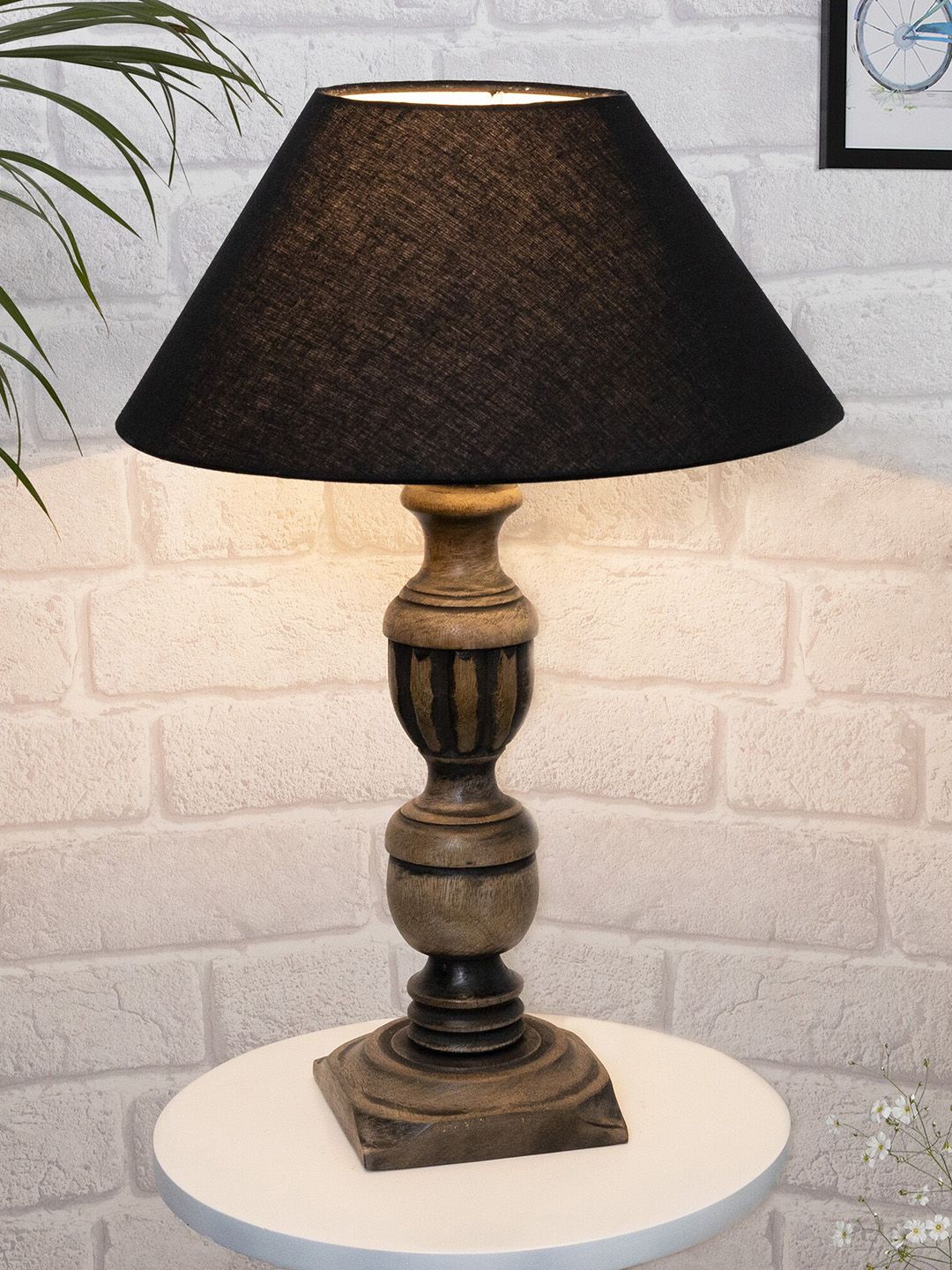 Homesake Black Frustum Shaped Table Lamp with Shade Price in India