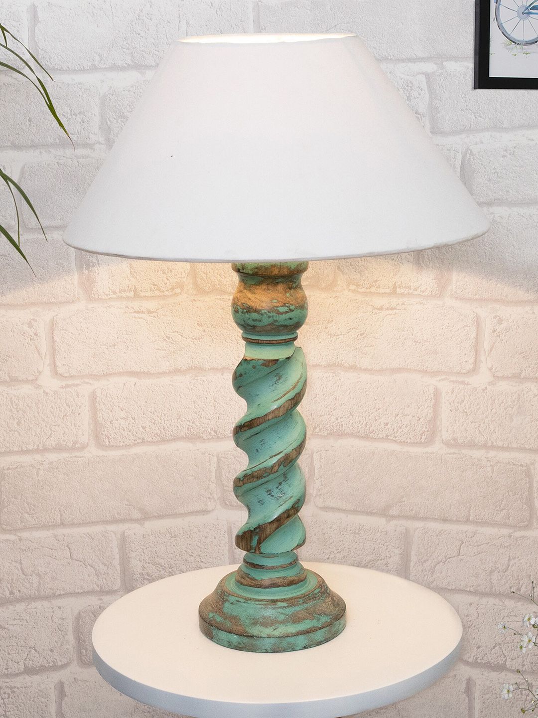 Homesake White Signature Rustic Rope Algae Table Lamp Price in India