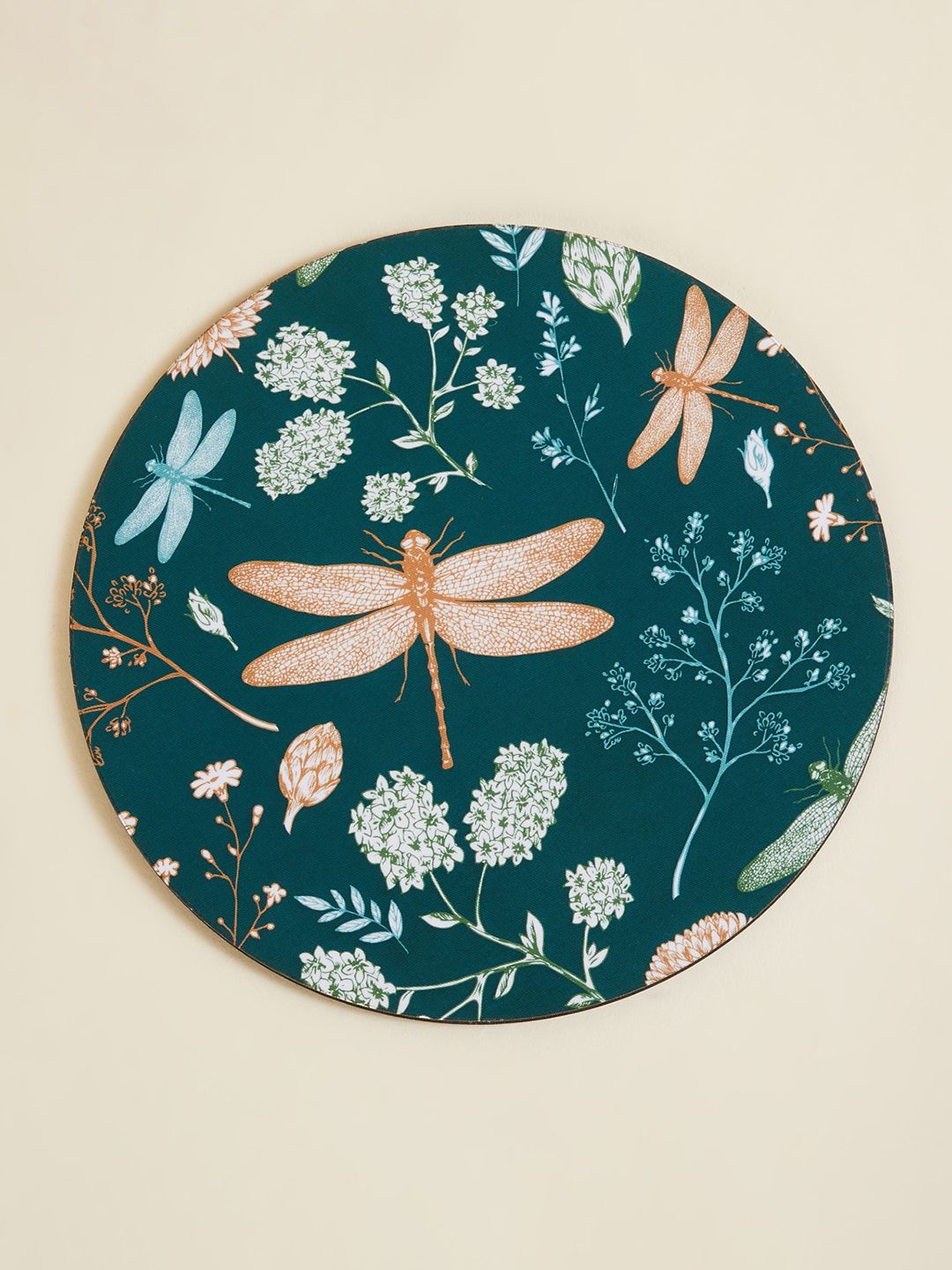 Home Centre Green Dragonfly Printed Wooden Trivet Price in India