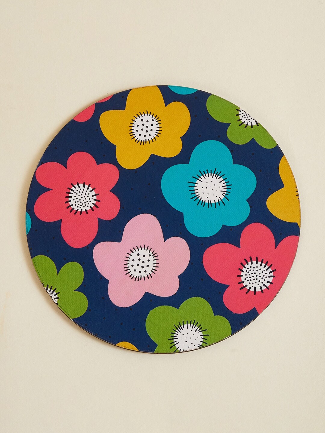 Home Centre Unisex Multi-Coloured Flower Printed Wooden Trivet Price in India