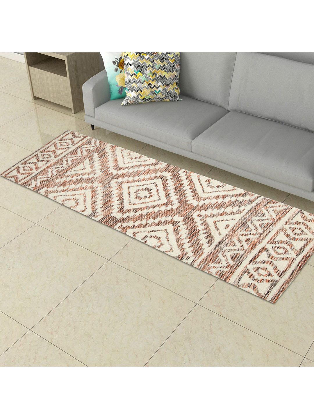 Home Centre Exotica Brown & White Textured Woven Floor Runner Price in India