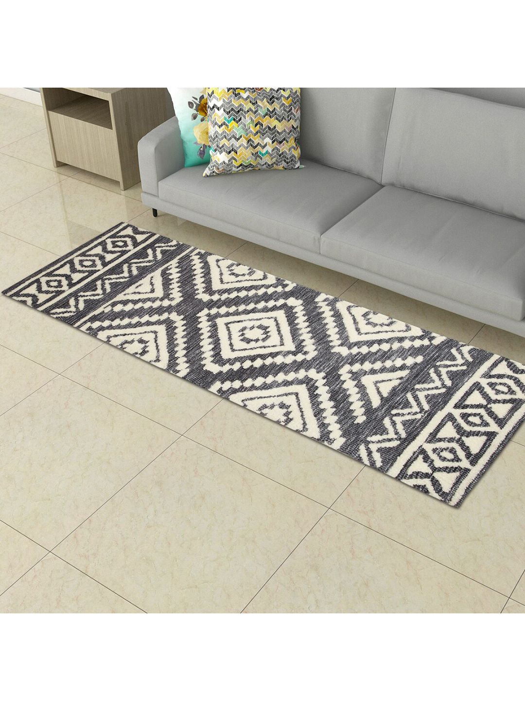 Home Centre Grey Textured Woven Exotica Carpet Runner Price in India