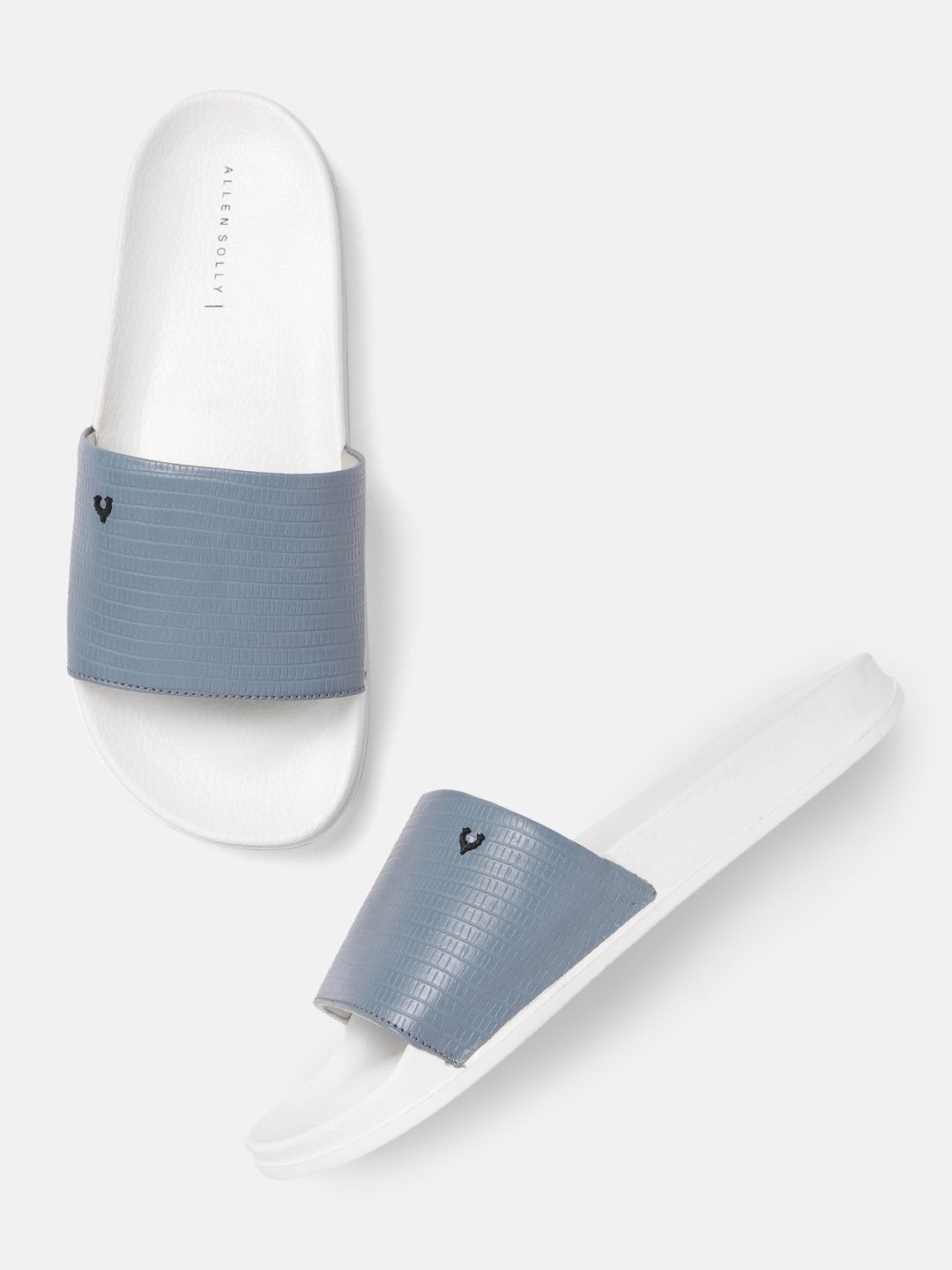 Allen Solly Women Blue White Croc Textured Sliders Price in