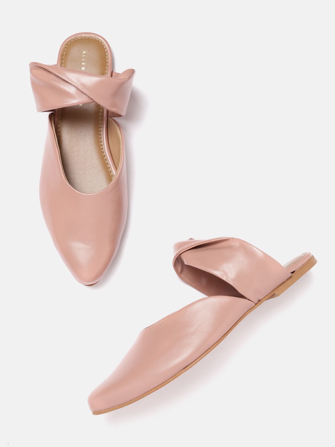 Allen Solly Women Nude Pink Solid Mules Price in India