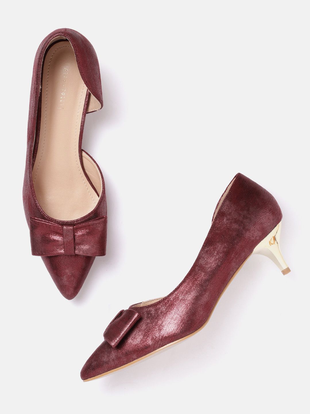 Allen Solly Burgundy Pumps with Bow Detail Price in India