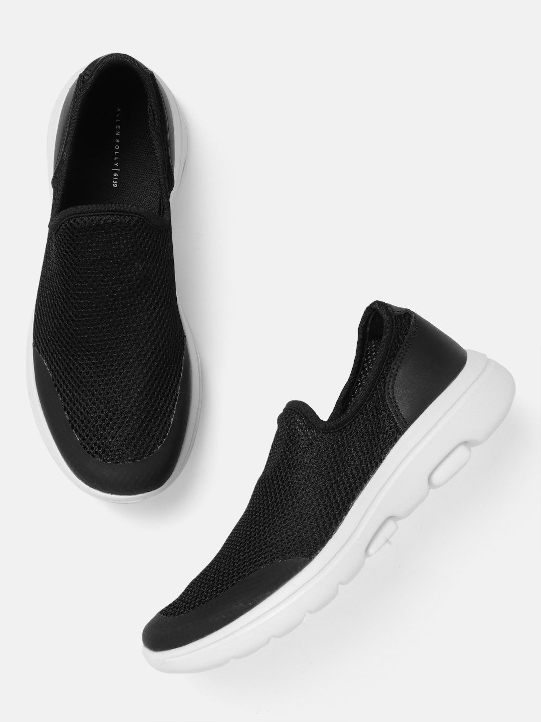 Allen Solly Women Black Woven Design Slip-On Sneakers Price in India